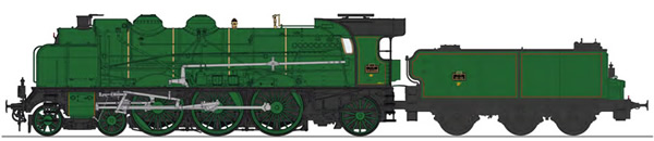 REE Modeles MB-138 - French Steam Locomotive Class 231D of the PLM, simple smoke stack, without smoke deflectors, Fives-